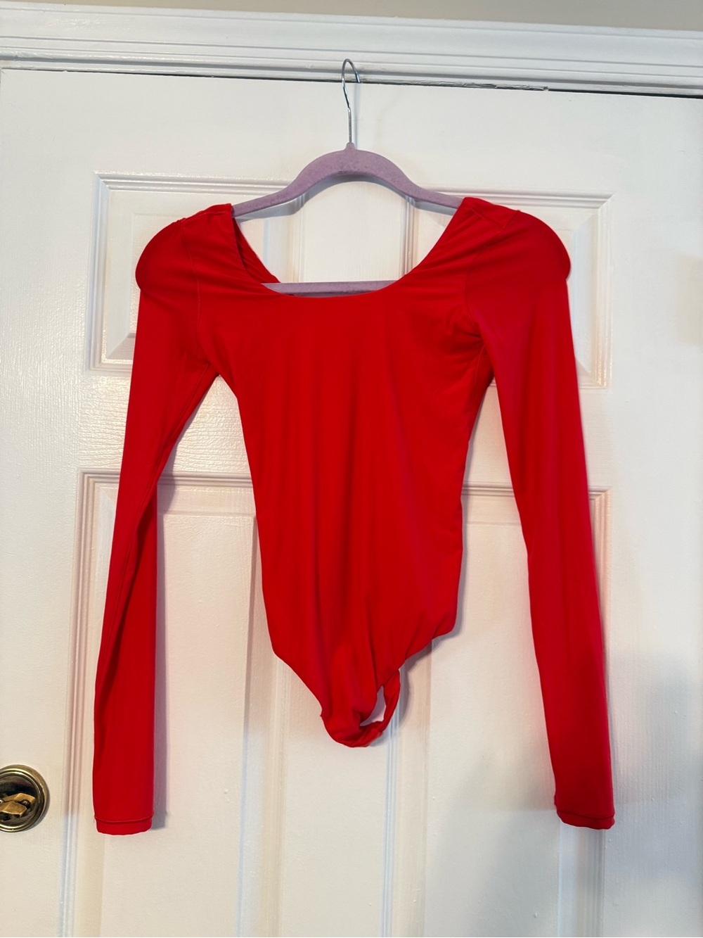 aerie Red Long-Sleeve Scoop-Neck Bodysuit